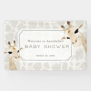 Giraffe Beige Watercolor Baby Shower Welcome Sign