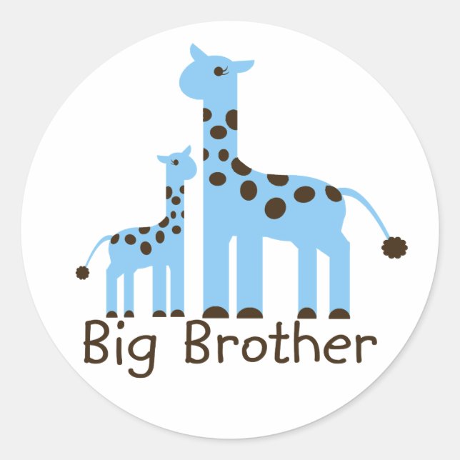 Giraffe Big Brother Classic Round Sticker (Front)