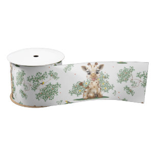 Giraffe Bird Safari Baby Shower Satin Ribbon