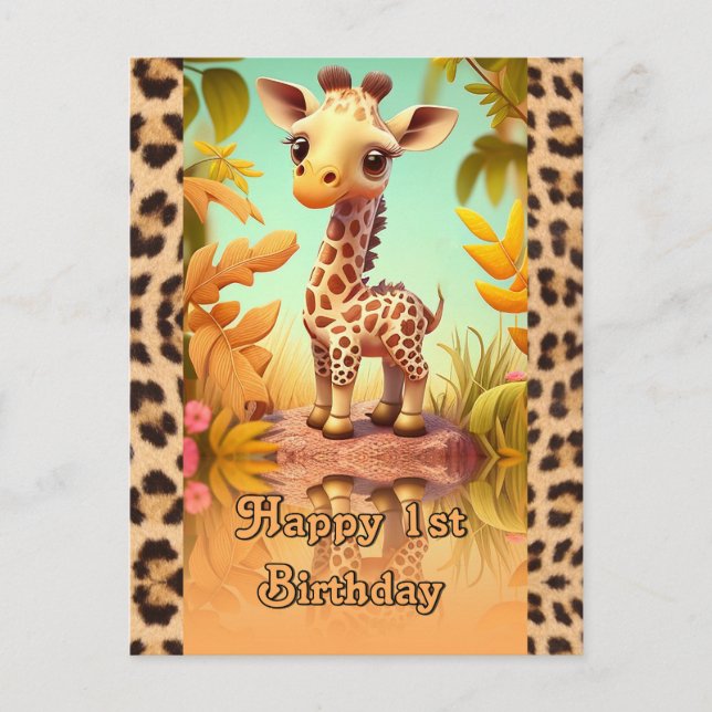 Giraffe Birthday for kids Postcard (Front)