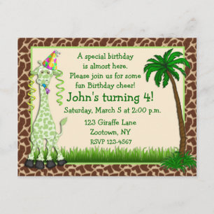 Giraffe Birthday Invitation