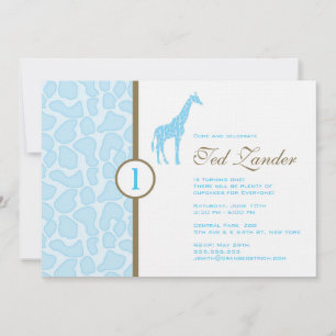 Giraffe Birthday Invitation - Boy
