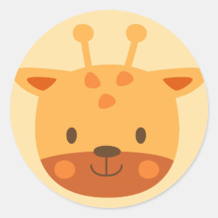 Giraffe Birthday Kids Art Classic Round Sticker