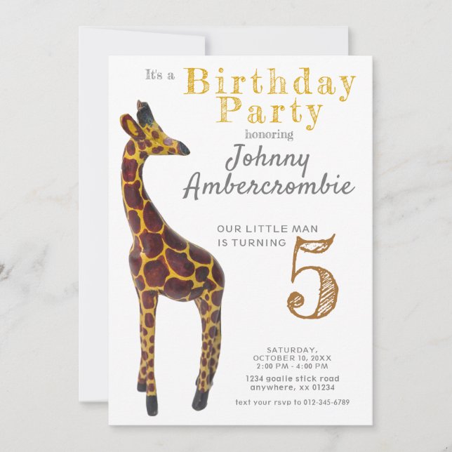Giraffe Birthday Party for Boy Invitation (Front)