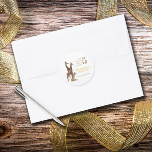 Giraffe Birthday Safari Classic Round Sticker