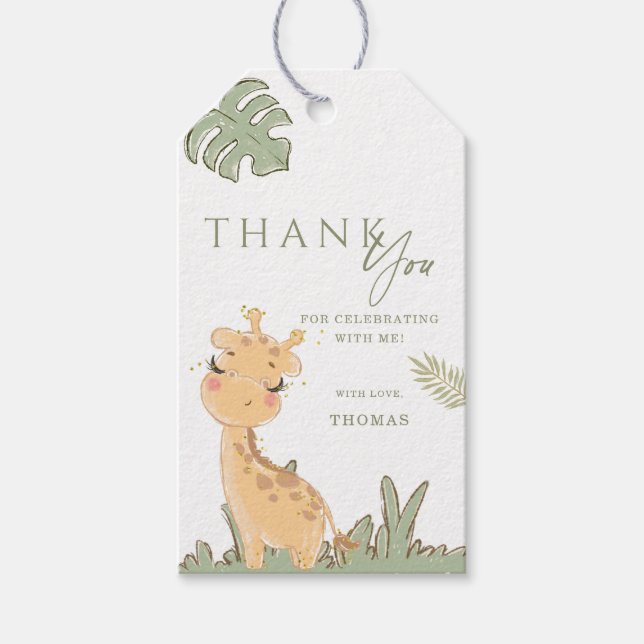 Giraffe Birthday Thank You Gift Tag (Front)