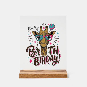 Giraffe Birthday Vintage Engraving Party Shirt_1 Acrylic Sign