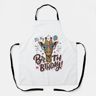 Giraffe Birthday Vintage Engraving Party Shirt_1 Apron