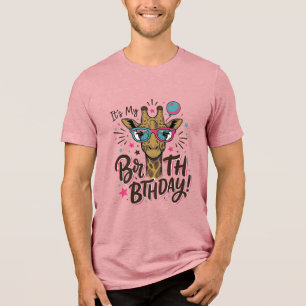 Giraffe Birthday Vintage Engraving Party Shirt_1 Tri-Blend Shirt