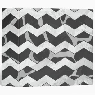 Giraffe Black and Grey Chevron Pattern Binder