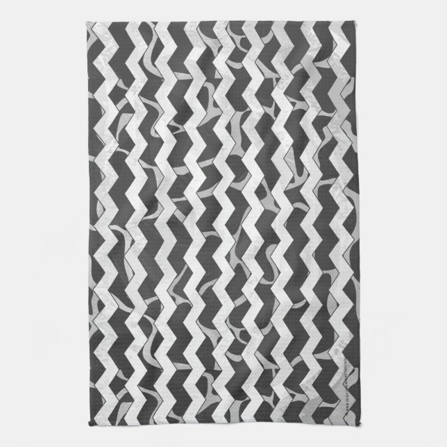 Giraffe Black and Grey Chevron Pattern Kitchen Towel (Vertical)