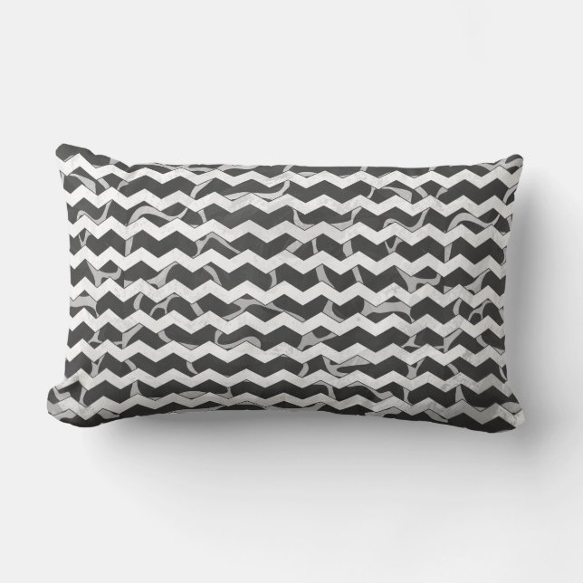 Giraffe Black and Grey Chevron Pattern Lumbar Pillow (Front)