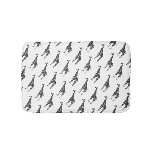 Giraffe Black and Grey Silhoutte Bath Mat (Front)