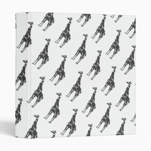 Giraffe Black and Grey Silhoutte Binder