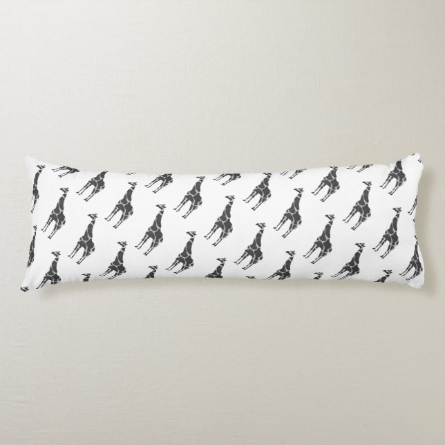 Giraffe Black and Grey Silhoutte Body Pillow (Front)