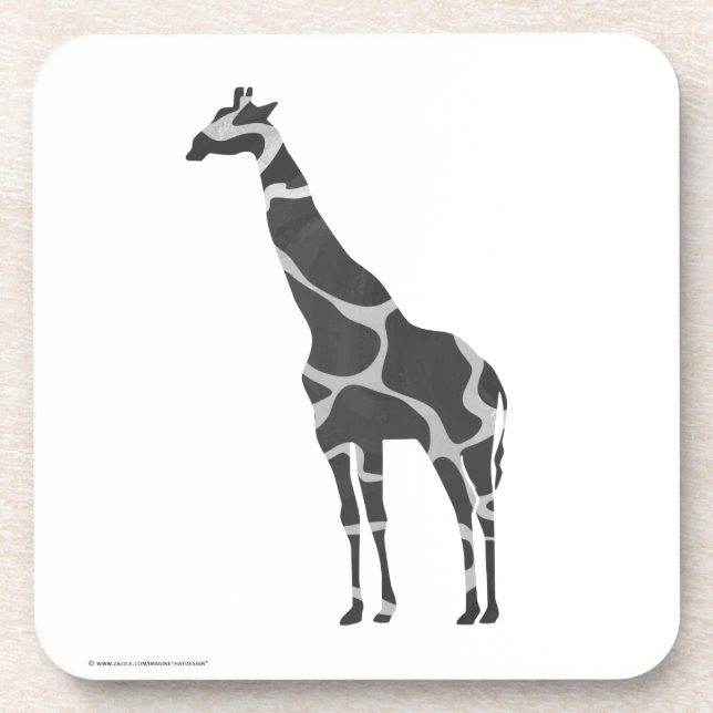 Giraffe Black and Grey Silhoutte Coaster (Front)