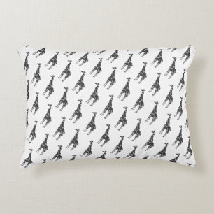 Giraffe Black and Grey Silhoutte Decorative Pillow