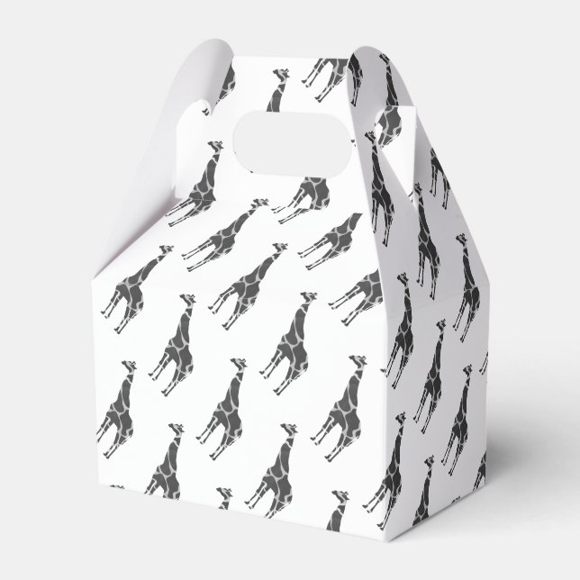 Giraffe Black and Grey Silhoutte Favor Box (Front Side)