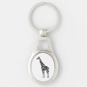 Giraffe Black and Grey Silhoutte Keychain