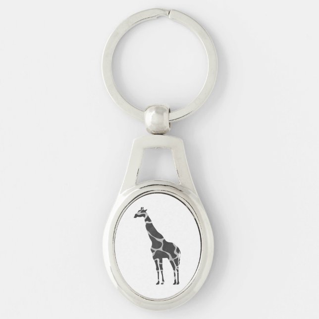 Giraffe Black and Grey Silhoutte Keychain (Front)