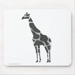 Giraffe Black and Grey Silhoutte Mouse Pad
