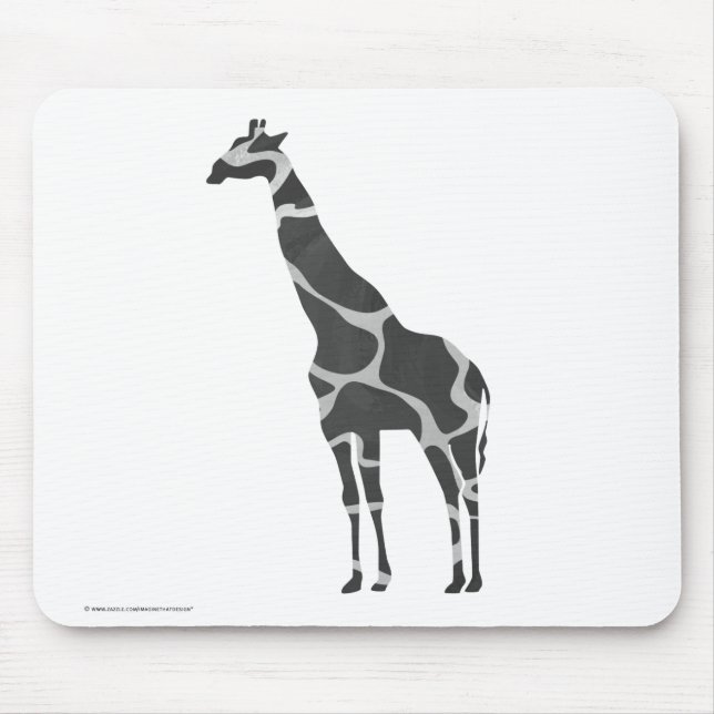 Giraffe Black and Grey Silhoutte Mouse Pad (Front)