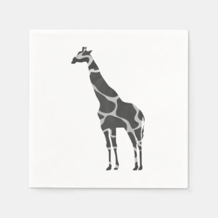 Giraffe Black and Grey Silhoutte Napkin