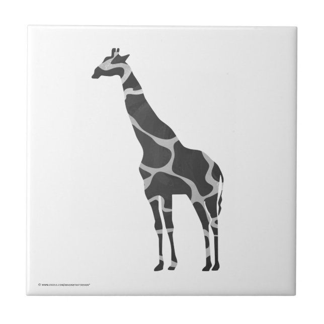 Giraffe Black and Grey Silhoutte Tile (Front)