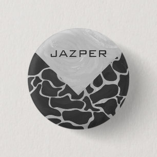Giraffe Black and Light Grey Monogram 1 Inch Round Button