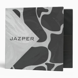 Giraffe Black and Light Grey Monogram Binder