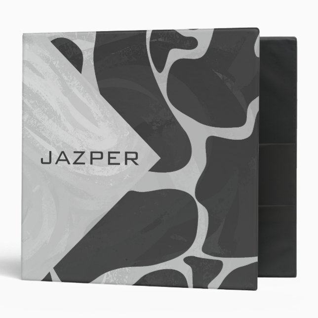 Giraffe Black and Light Grey Monogram Binder (Front/Inside)