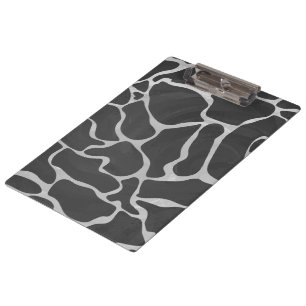Giraffe Black and Light Grey Monogram Clipboard