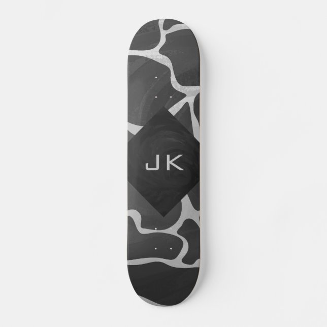 Giraffe Black and Light Grey Monogram Skateboard (Front)