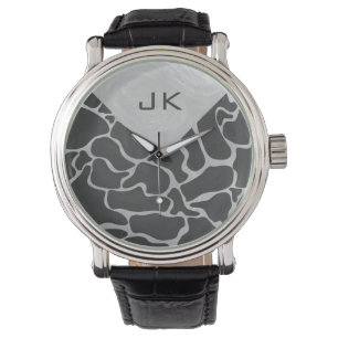 Giraffe Black and Light Grey Monogram Watch