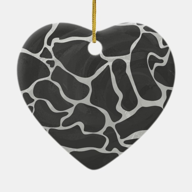 Giraffe Black and Light Grey Print Ceramic Ornament (Back)