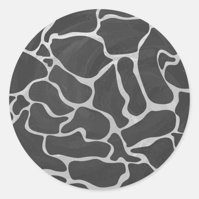 Giraffe Black and Light Grey Print Classic Round Sticker (Front)