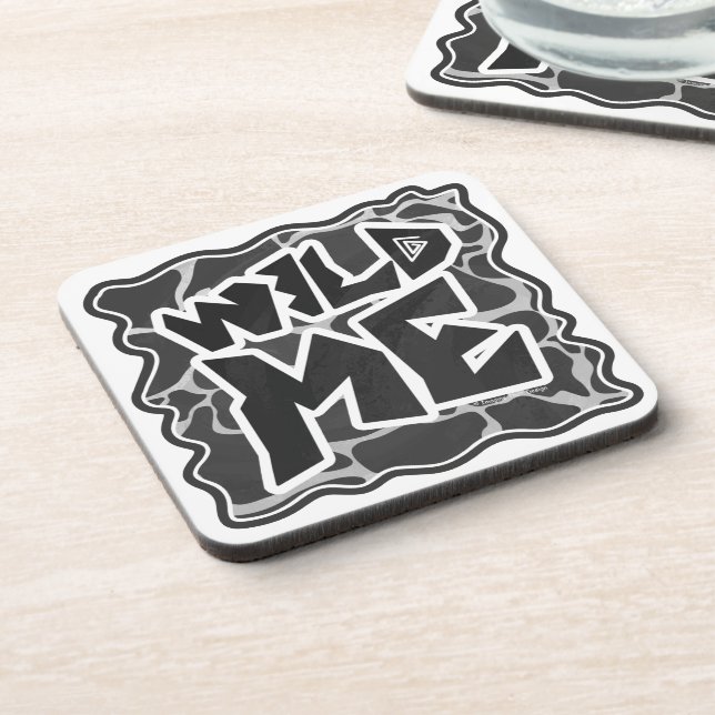 Giraffe Black and Light Grey Print Coaster (Left Side)