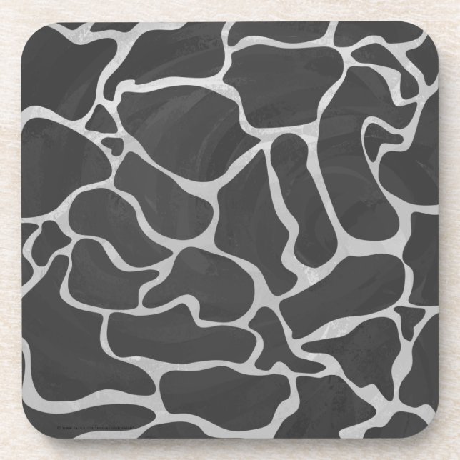Giraffe Black and Light Grey Print Coaster (Front)