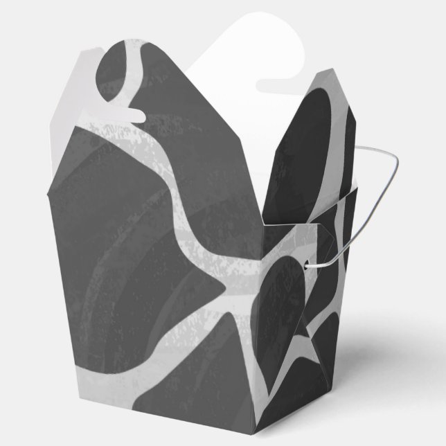 Giraffe Black and Light Grey Print Favor Box (Opened)