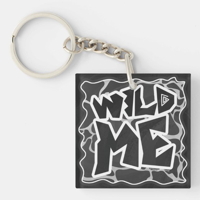 Giraffe Black and Light Grey Print Keychain (Front)