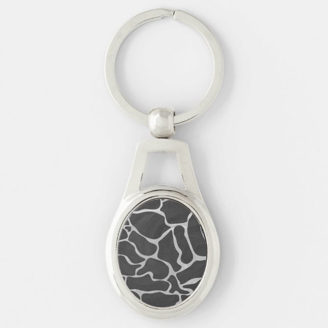 Giraffe Black and Light Grey Print Keychain (Front)