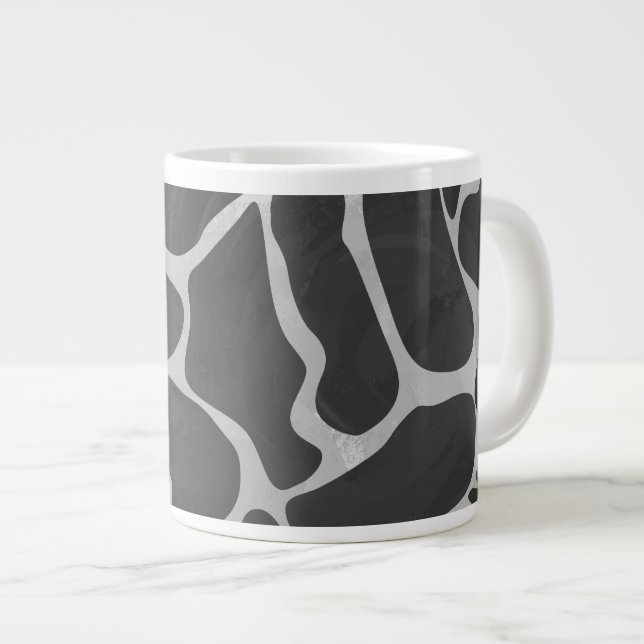 Giraffe Black and Light Grey Print Large Coffee Mug (Front Right)