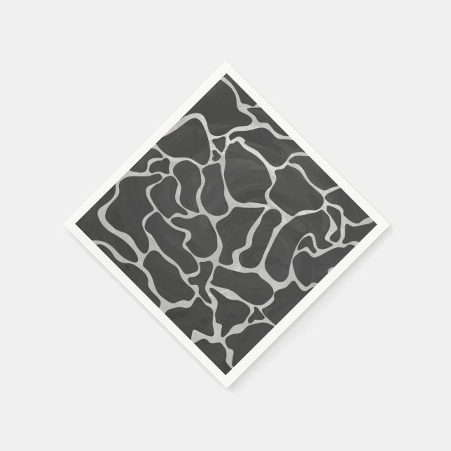 Giraffe Black and Light Grey Print Napkin (Corner)