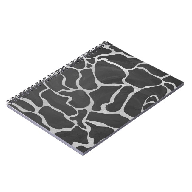 Giraffe Black and Light Grey Print Notebook (Left Side)