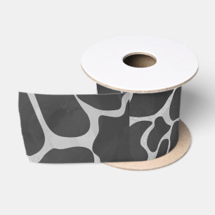 Giraffe Black and Light Grey Print Satin Ribbon