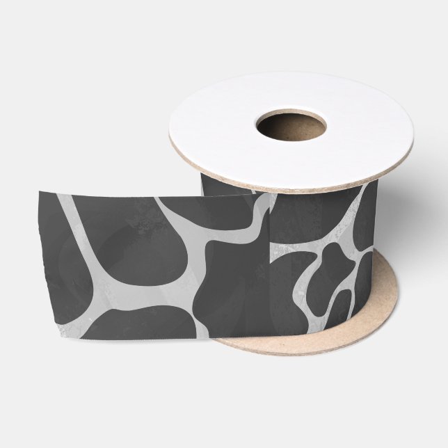 Giraffe Black and Light Grey Print Satin Ribbon (Spool)