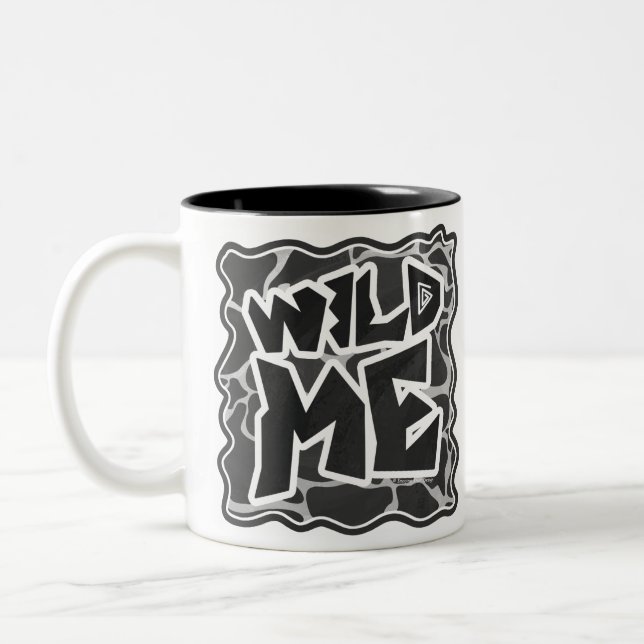 Giraffe Black and Light Grey Print Two-Tone Coffee Mug (Left)