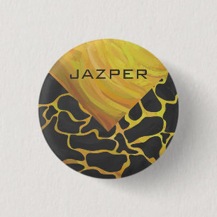 Giraffe Black and Yellow Print 1 Inch Round Button