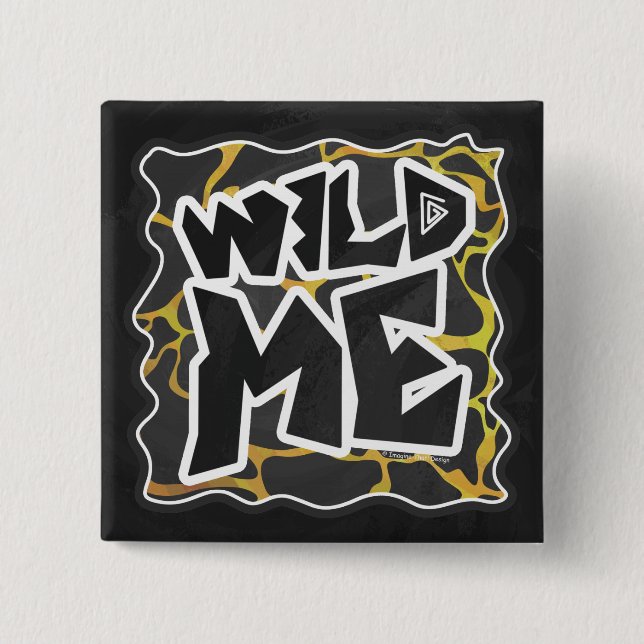 Giraffe Black and Yellow Print 2 Inch Square Button (Front)