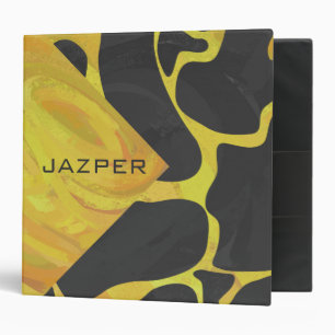 Giraffe Black and Yellow Print Binder